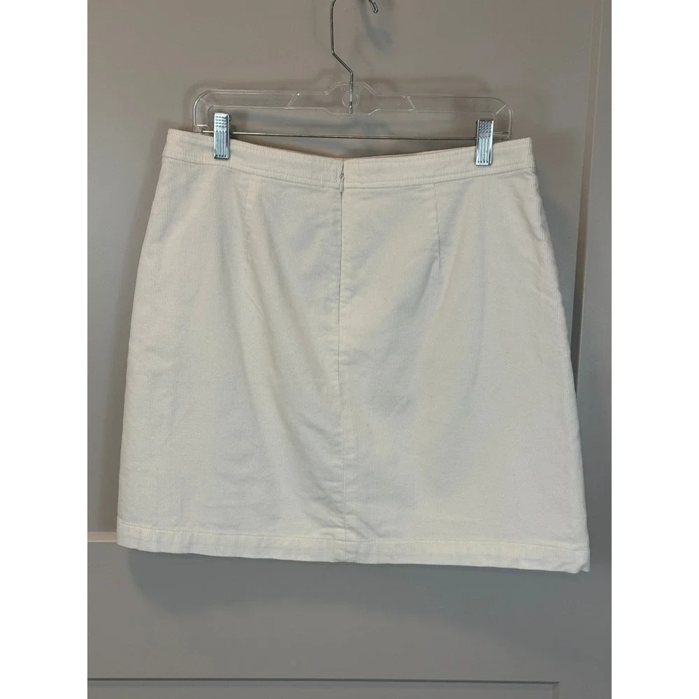 J. Crew Ribbed‎ Corduroy Mini Skirt Ivory Cream Off-White size 10